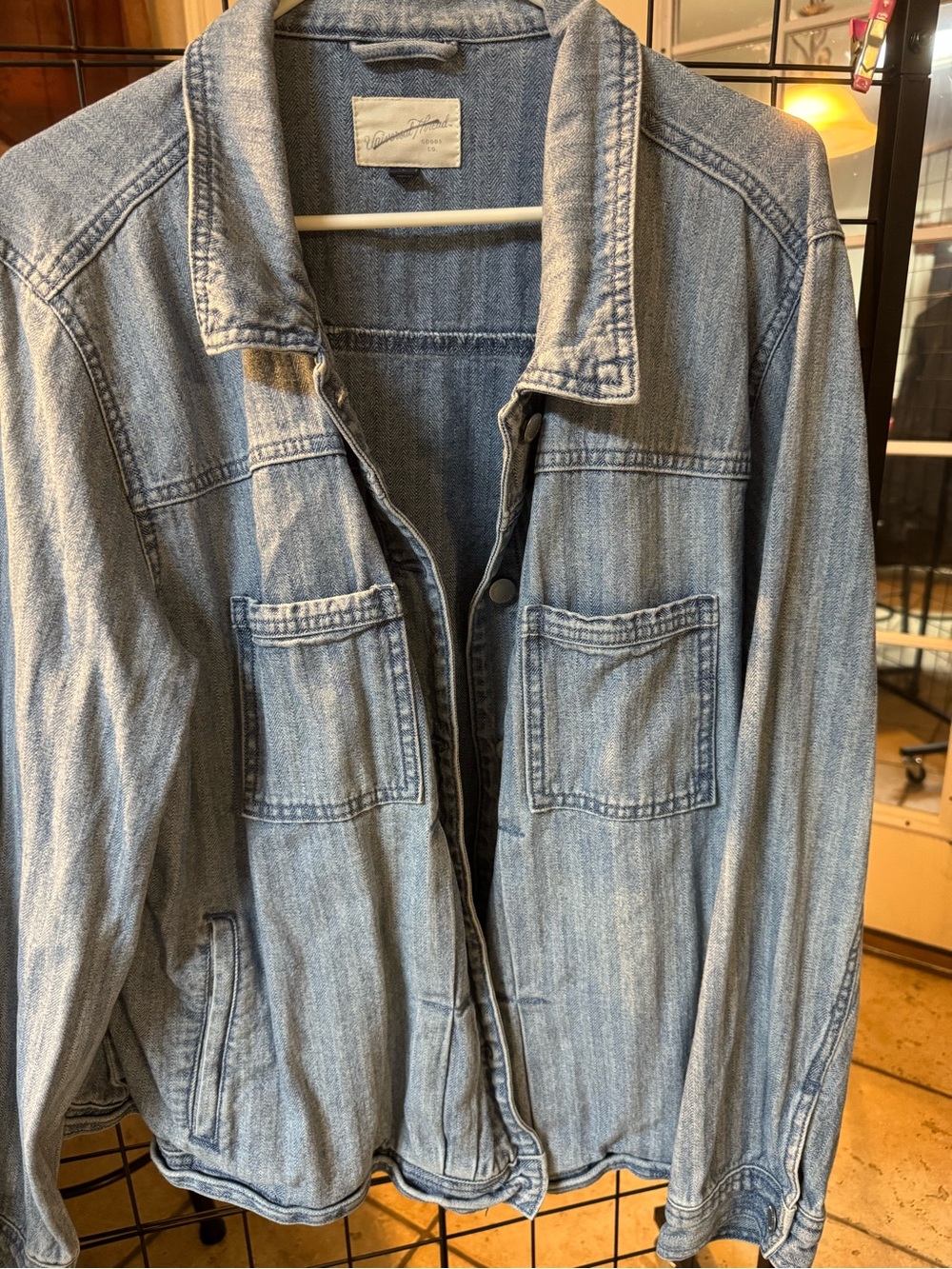 Universal Thread Light Wash Denim Jacket with Patch Pockets